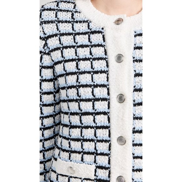 NWT Veronica Beard Lavigne Check Knit Jacket Blue Black White Size Small - Picture 5 of 14